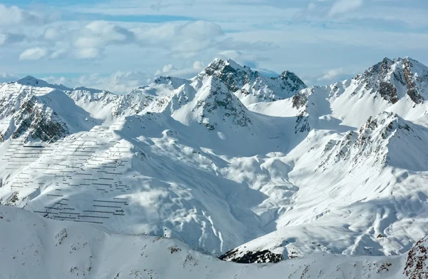 Silvretta Alpen winter weergave (Oostenrijk). — Stockfoto