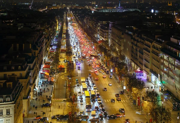 Night view from Triumphal Arch, Paris, France. — Stock Photo, Image