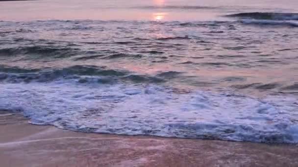 Sandy Beach, sörf ve güneş iz. — Stok video