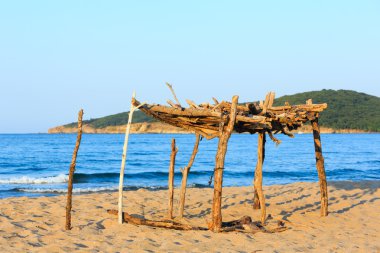 Bulgaristan'ın yaz kumlu plaj.