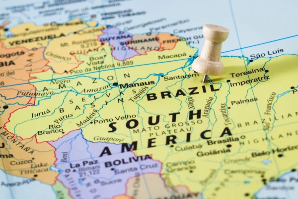 지도에 브라질 — 스톡 사진