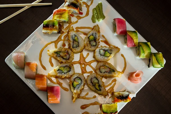 Freshly prepared sushi dish — Stock Photo, Image