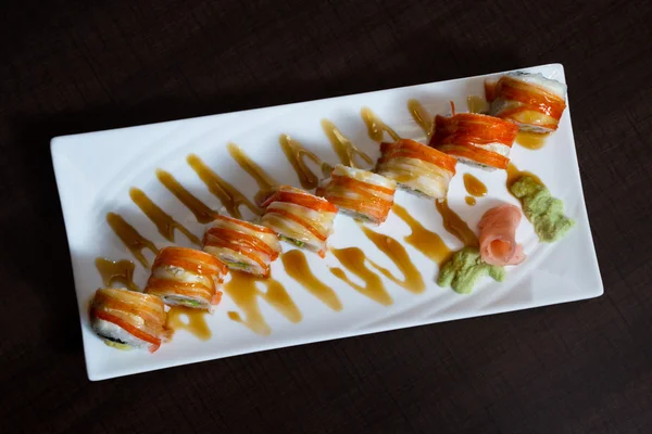 Freshly prepared sushi dish — Stock Photo, Image