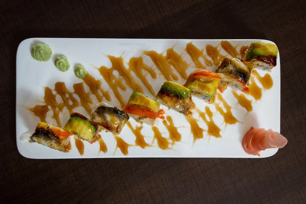 Freshly prepared sushi dish — Stock Photo, Image