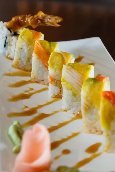 Freshly prepared sushi dish — Stock Photo, Image