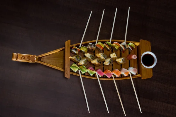 Freshly prepared sushi dish — Stock Photo, Image