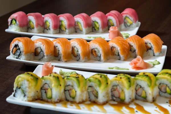 Bandeja de sushi close-up — Fotografia de Stock