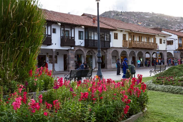 Plaza de Armas, trädgård i Cusco — Stockfoto
