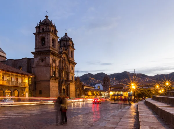 Napnyugta után Cusco-székesegyház — Stock Fotó