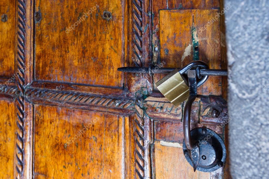 Old Door Detail With A New Lock Stock Photo C Wollertz 120498540