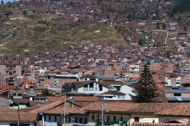 Cuzco Peru yüksek bir noktadan görüntülendi