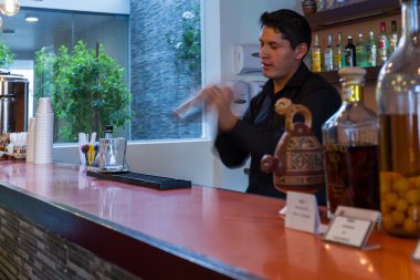 Barmen kokteyl hazırlıyor. 