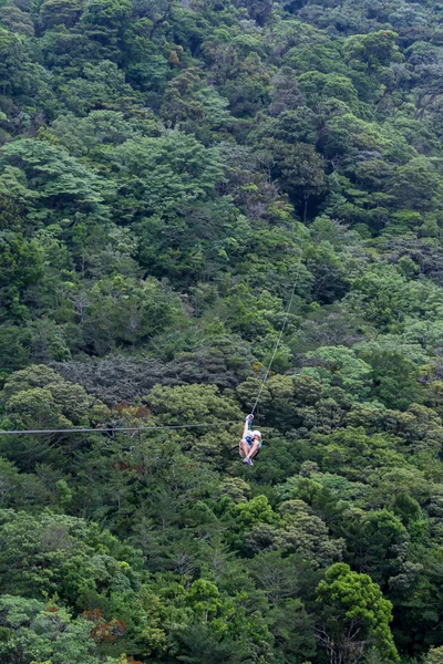 Zip line canopy tours in Costa Rica — Stockfoto