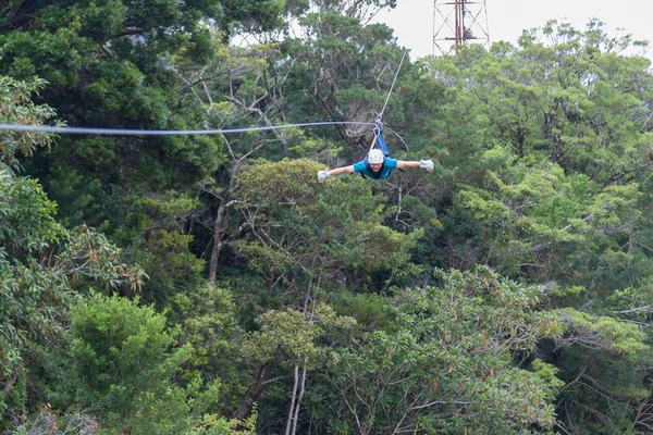 Zip line canopy tours in Costa Rica — Stockfoto