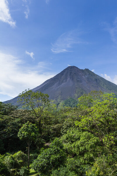 View of the Volcan Arenal in San carlos Costa Rica in the green season, a well know beautiful landmark