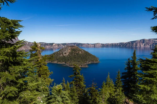 Beautiful Perspective Fro Rim Crater Lake National Park Wizard Island — Stock Photo, Image