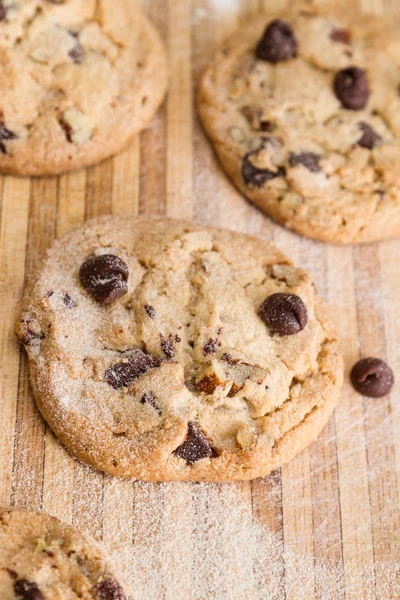 Biscoitos de chocolate fresco apoiado — Fotografia de Stock