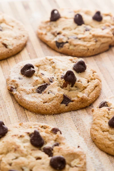 Biscoitos de chocolate fresco apoiado — Fotografia de Stock