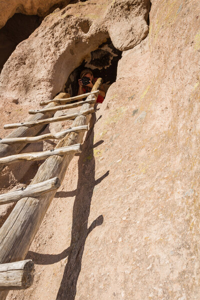 visiting the ancient ruins in Bandelier National Monument