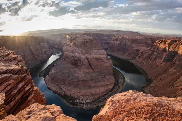 Horse shoe bend at sunset — Stock Photo, Image