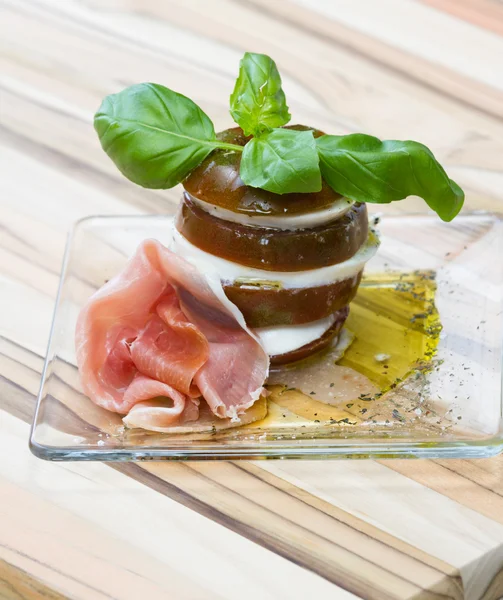 Fresh mozzarella and tomato stack — Stock Photo, Image