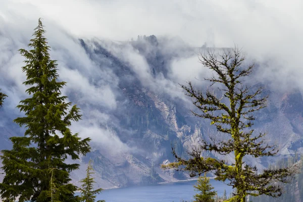 Brouillard dense dans le cratère — Photo