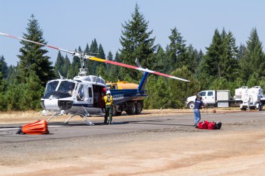 helicopter and fire crew 