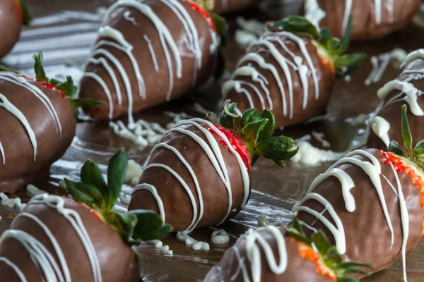 Chokladöverdragna jordgubbar — Stockfoto