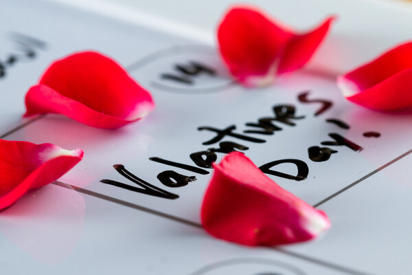 Valentines day marked on a calendar 