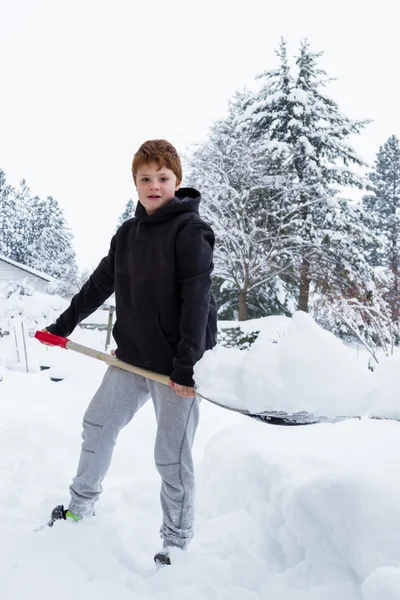 Joven paleando nieve —  Fotos de Stock