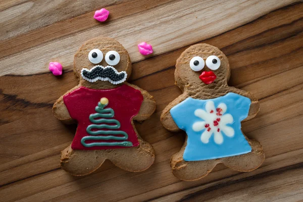 Funny holiday gingerbread cookies — Stock Photo, Image