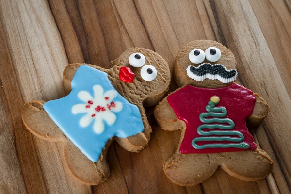 Funny holiday gingerbread cookies — Stock Photo, Image