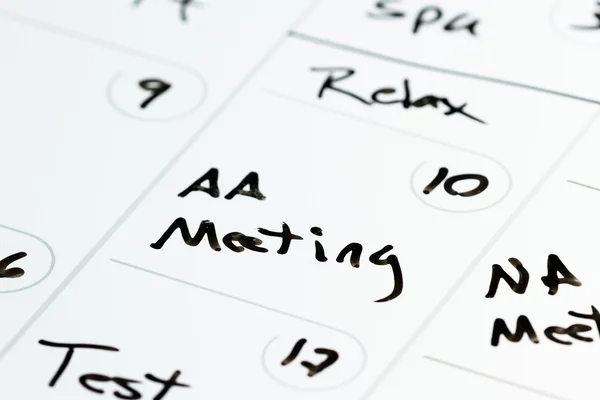 Reunião AA num calendário — Fotografia de Stock