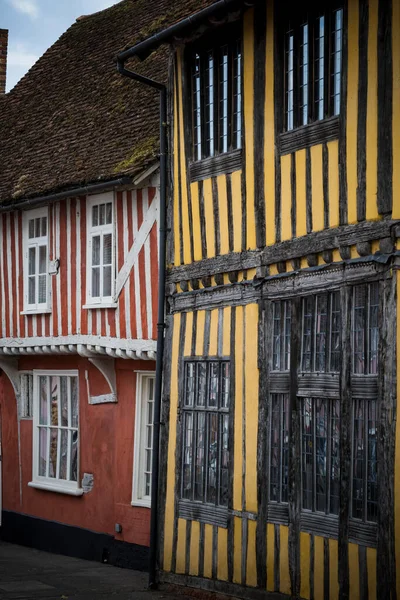 Średniowieczna Architektura Belki Drewnianej Historycznym Mieście Wełny Suffolk — Zdjęcie stockowe