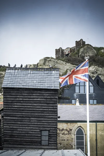 Hastings fiske kvartalet och bergbanan — Stockfoto