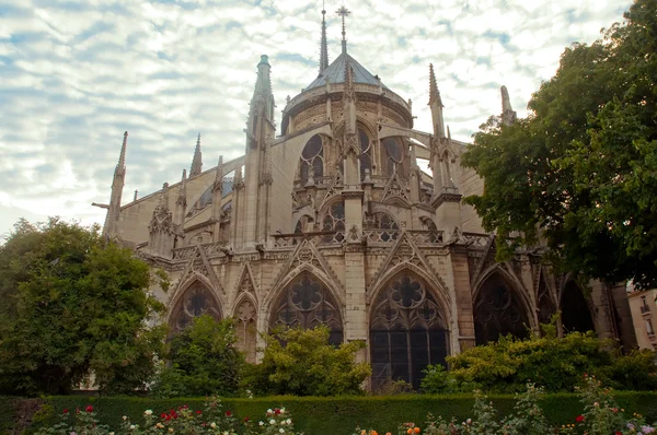 Notre Dame v Paříži a struktura oblouku v podvečerním šeru . — Stock fotografie