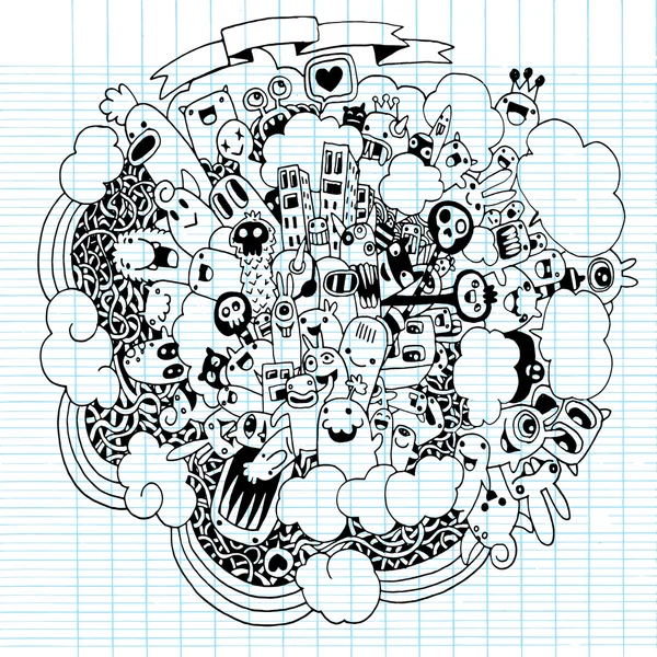 Vektor-Illustration von Monstern und niedlichen außerirdischen freundlich — Stockvektor