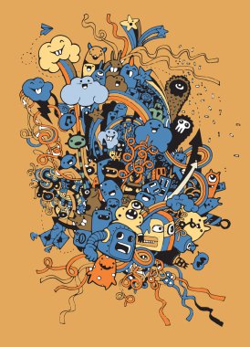 Canavar parti arkaplanının el çizimi 