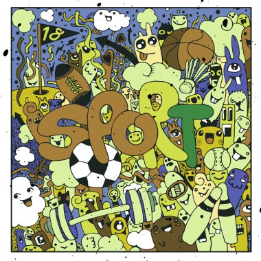 Spor el yazı ve karalamalar öğeleri arka.