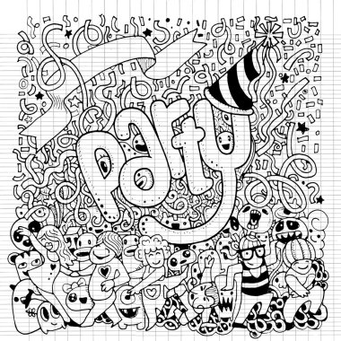 El Drawn mutlu parti arka plan.