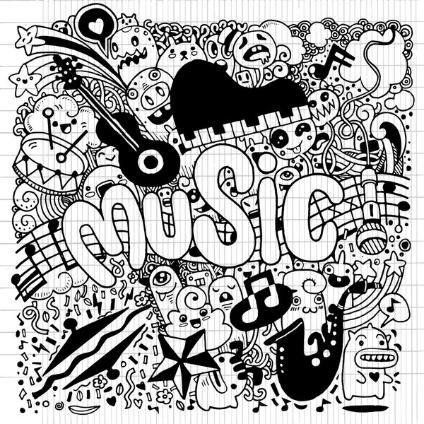 Abstract Music Background Hand drawing Doodle,vector illustratio