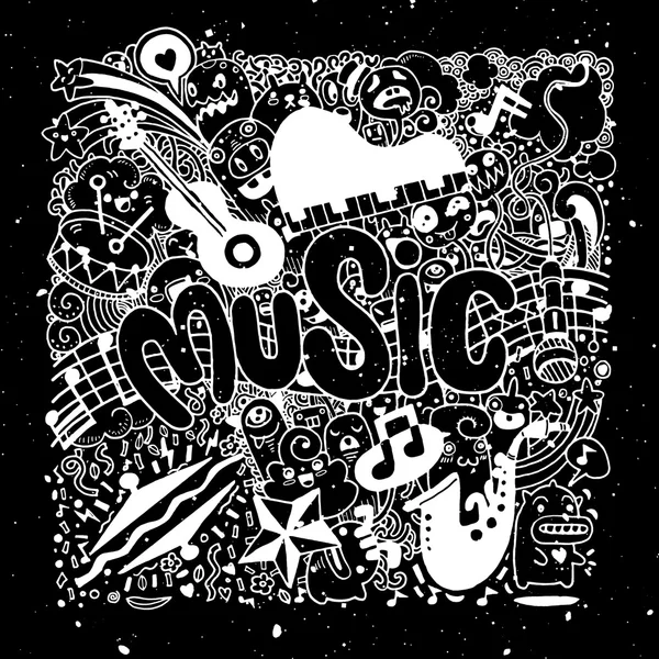 Abstrakte Musik Hintergrund Hand Zeichnung Doodle, Vektor Illustratio — Stockvektor