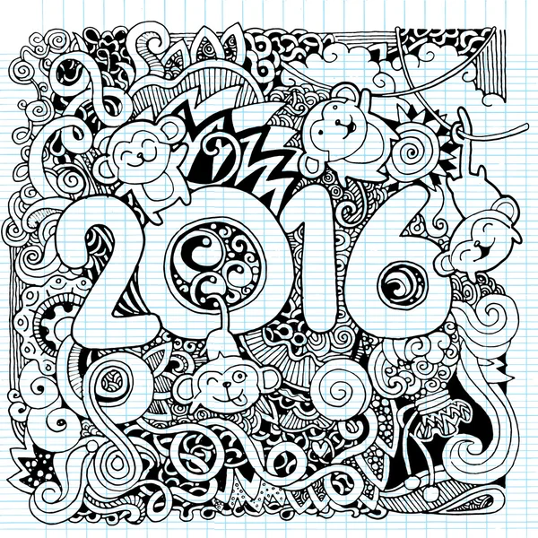 2016 Nouvel an éléments doodles fond . — Image vectorielle