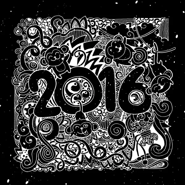 2016 Año nuevo doodles elementos fondo . — Archivo Imágenes Vectoriales