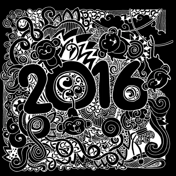 2016 Año nuevo doodles elementos fondo . — Archivo Imágenes Vectoriales