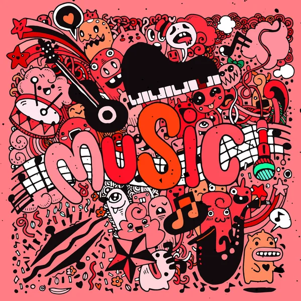 Música abstracta fondo Dibujo a mano Doodle, vector illustratio — Vector de stock