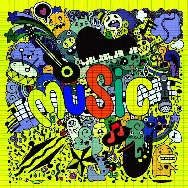 Abstract Music Background Hand drawing Doodle,vector illustratio