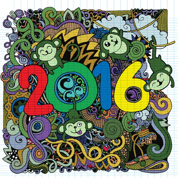 2016 Año nuevo doodles elementos fondo . — Vector de stock