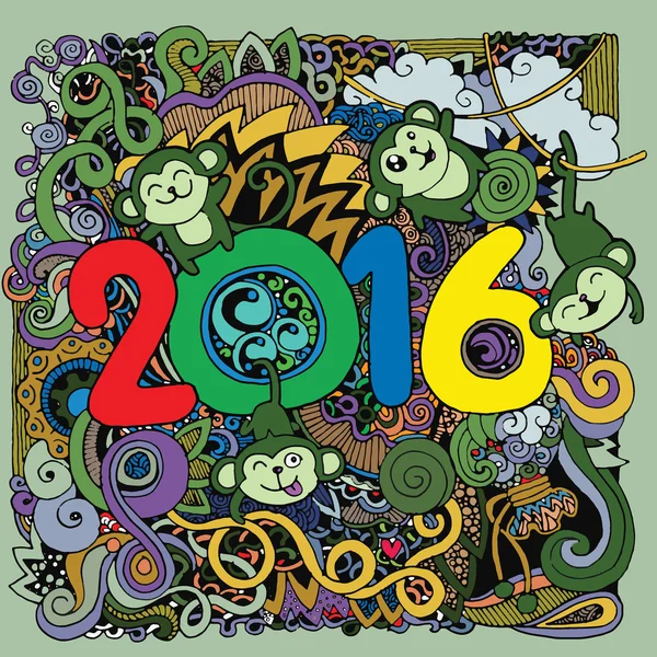 2016 Nouvel an éléments doodles fond . — Image vectorielle