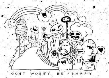 El ile çizilmiş Doodle canavarlar 